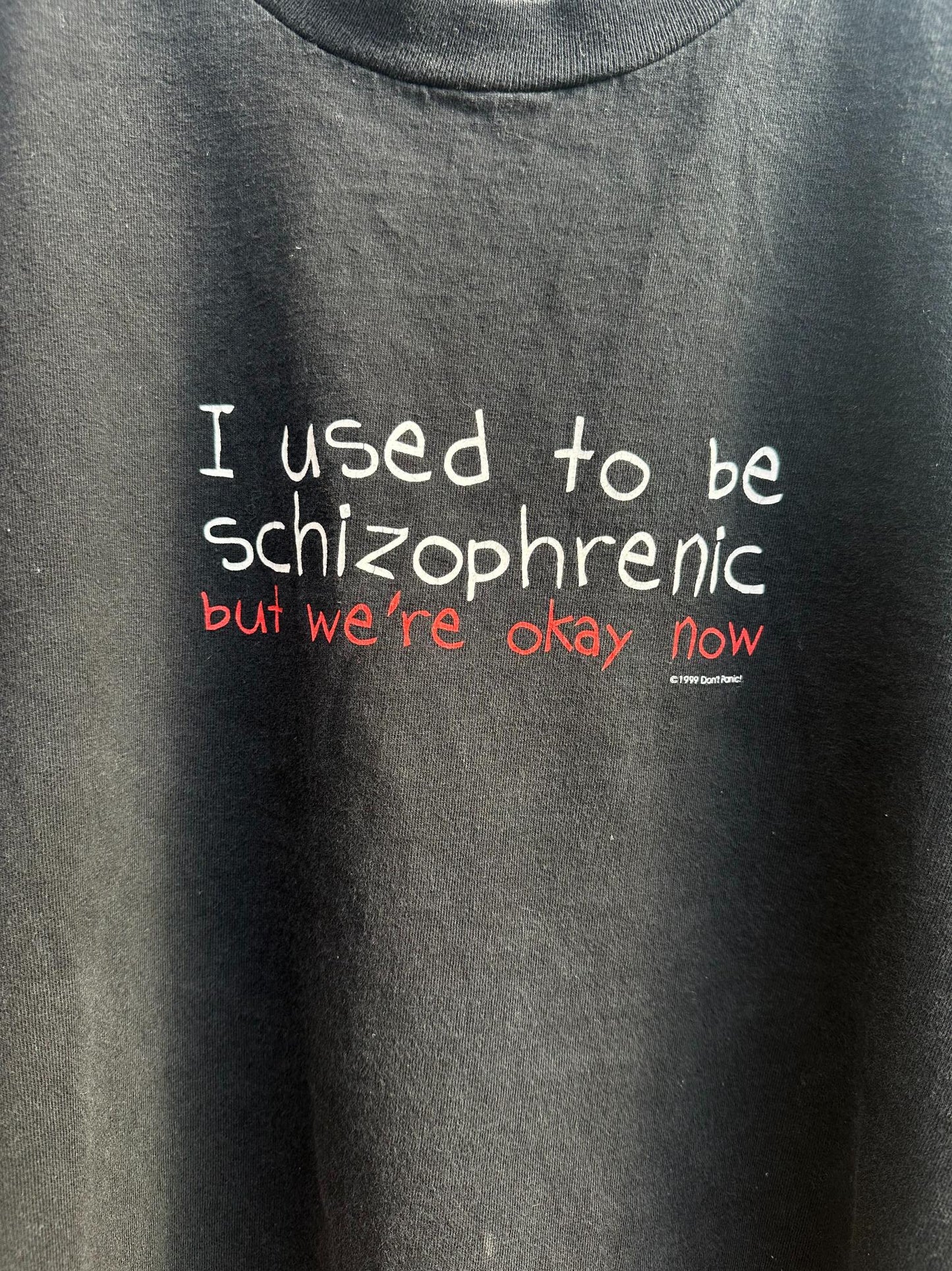 (L/XL) Reme Vintage "I Used To Be Schizofrenic But Now We Are Okay"