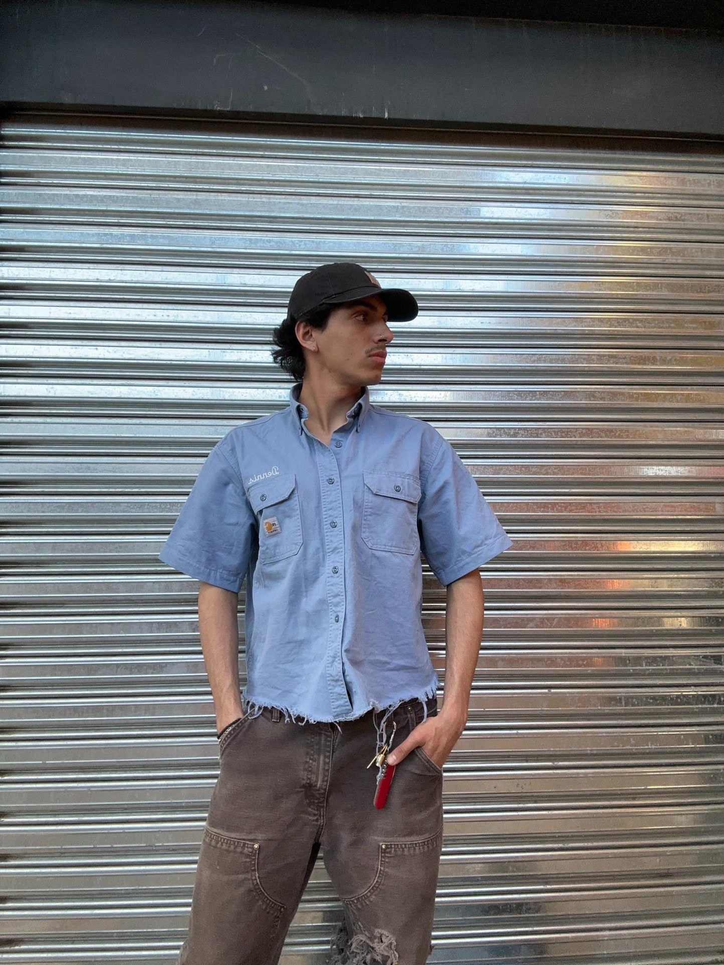 (U) Gorro Y2K Carhartt "Vantablack / Leather Tag "