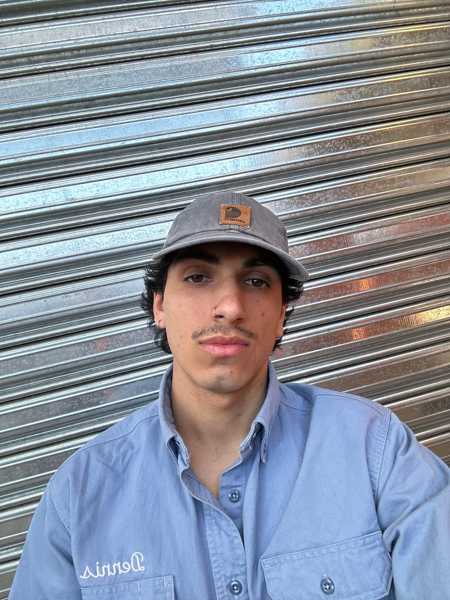 (U) Gorro Y2K Carhartt "Smoked Gray / Leather Tag "