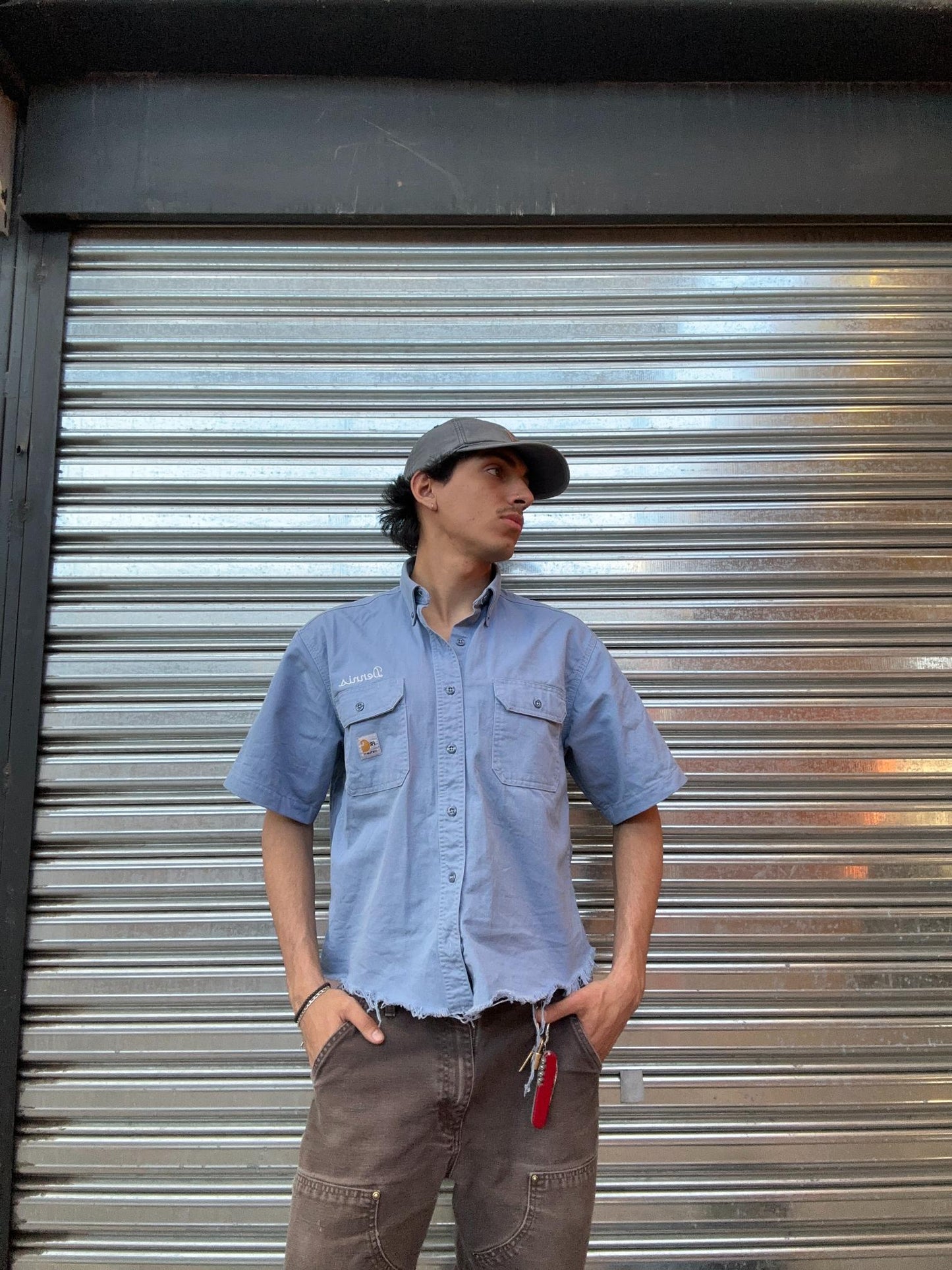 (U) Gorro Y2K Carhartt "Smoked Gray / Leather Tag "