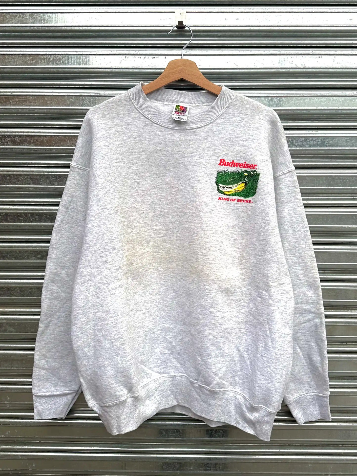 (XL) Buzo Budweiser Vintage/ Gris Claro "Thais Buds For You"
