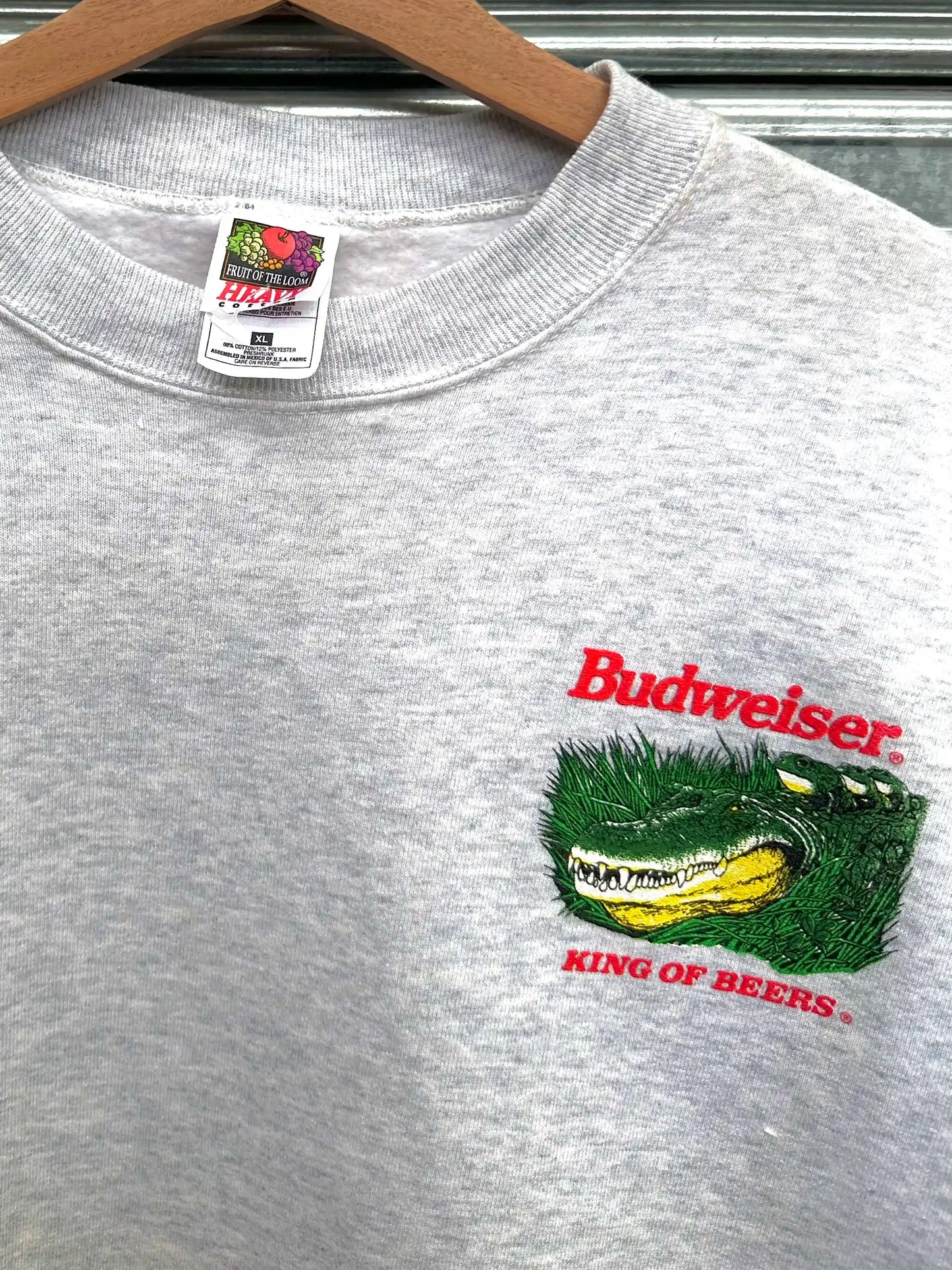 (XL) Buzo Budweiser Vintage/ Gris Claro "Thais Buds For You"