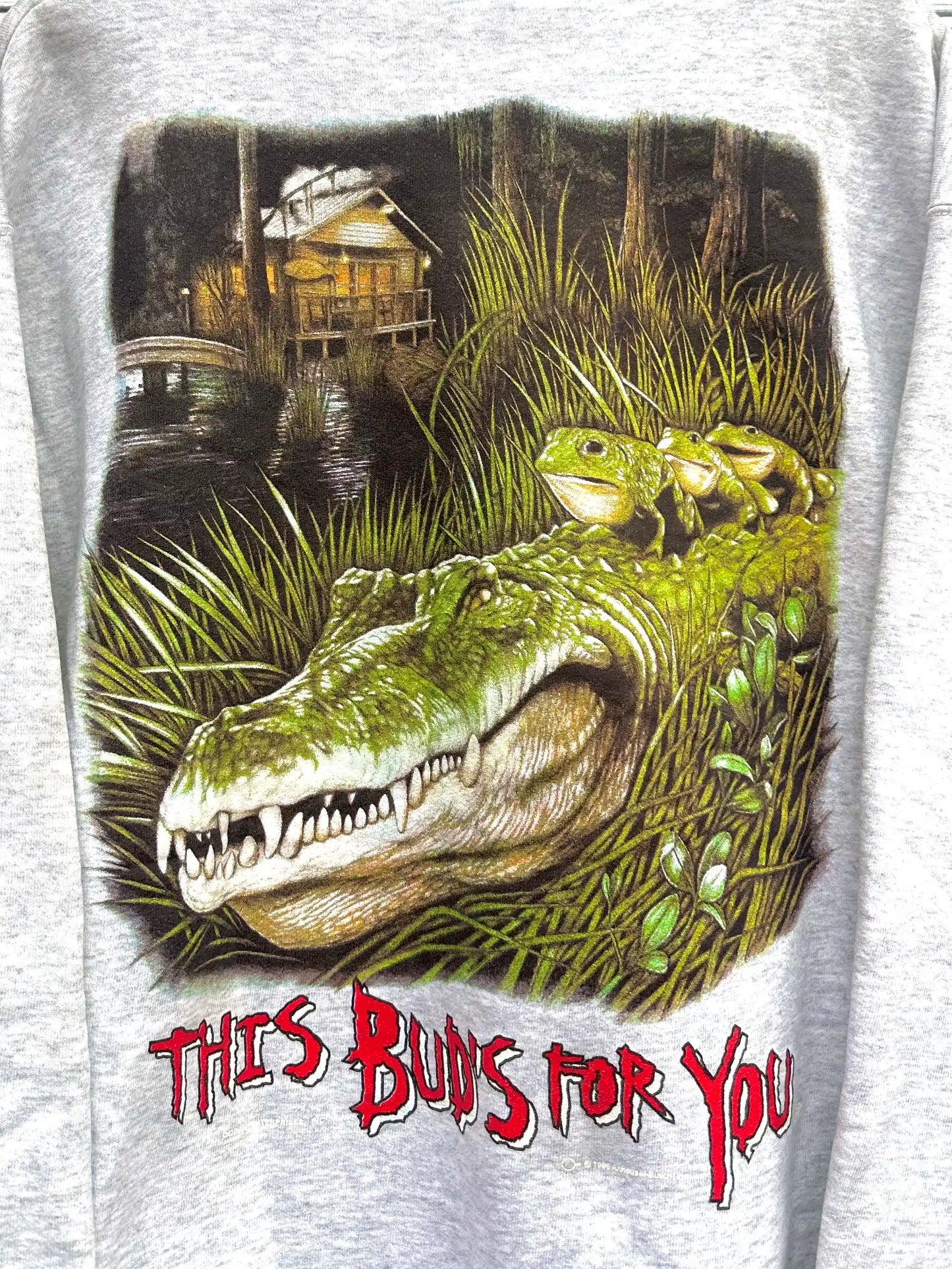 (XL) Buzo Budweiser Vintage/ Gris Claro "Thais Buds For You"