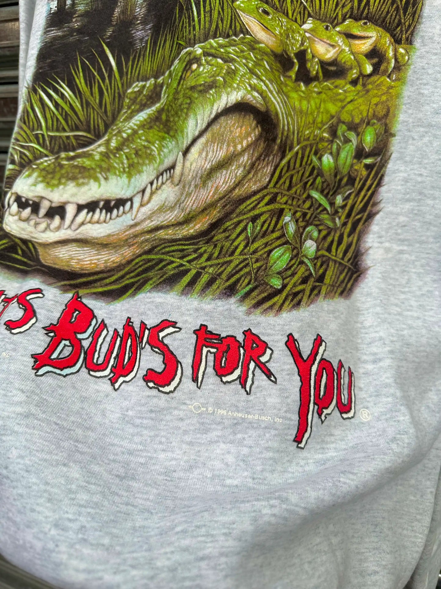 (XL) Buzo Budweiser Vintage/ Gris Claro "Thais Buds For You"