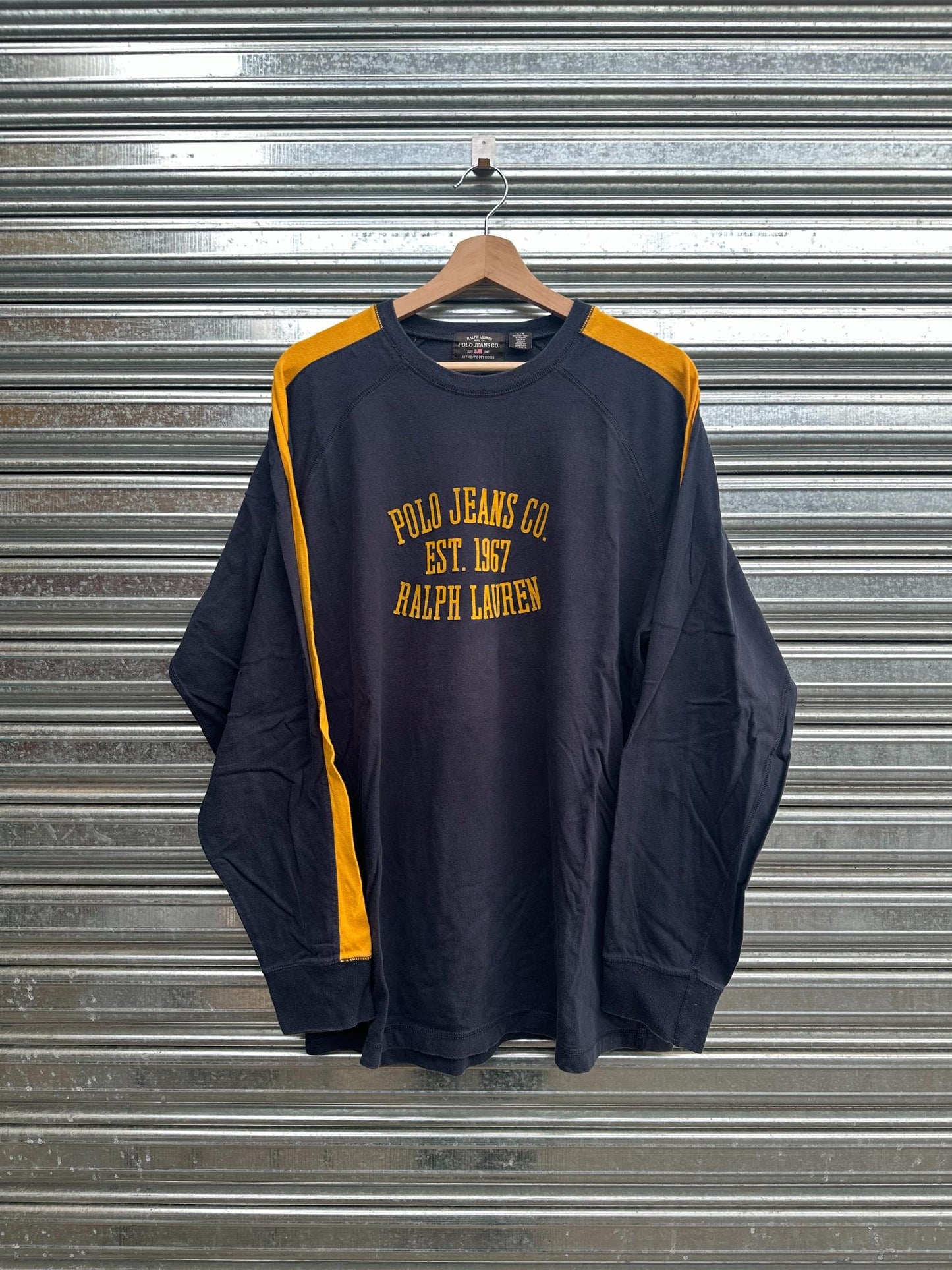 (L/XL) Reme Manga Larga Polo Jeans Co "Yellow & Blue"