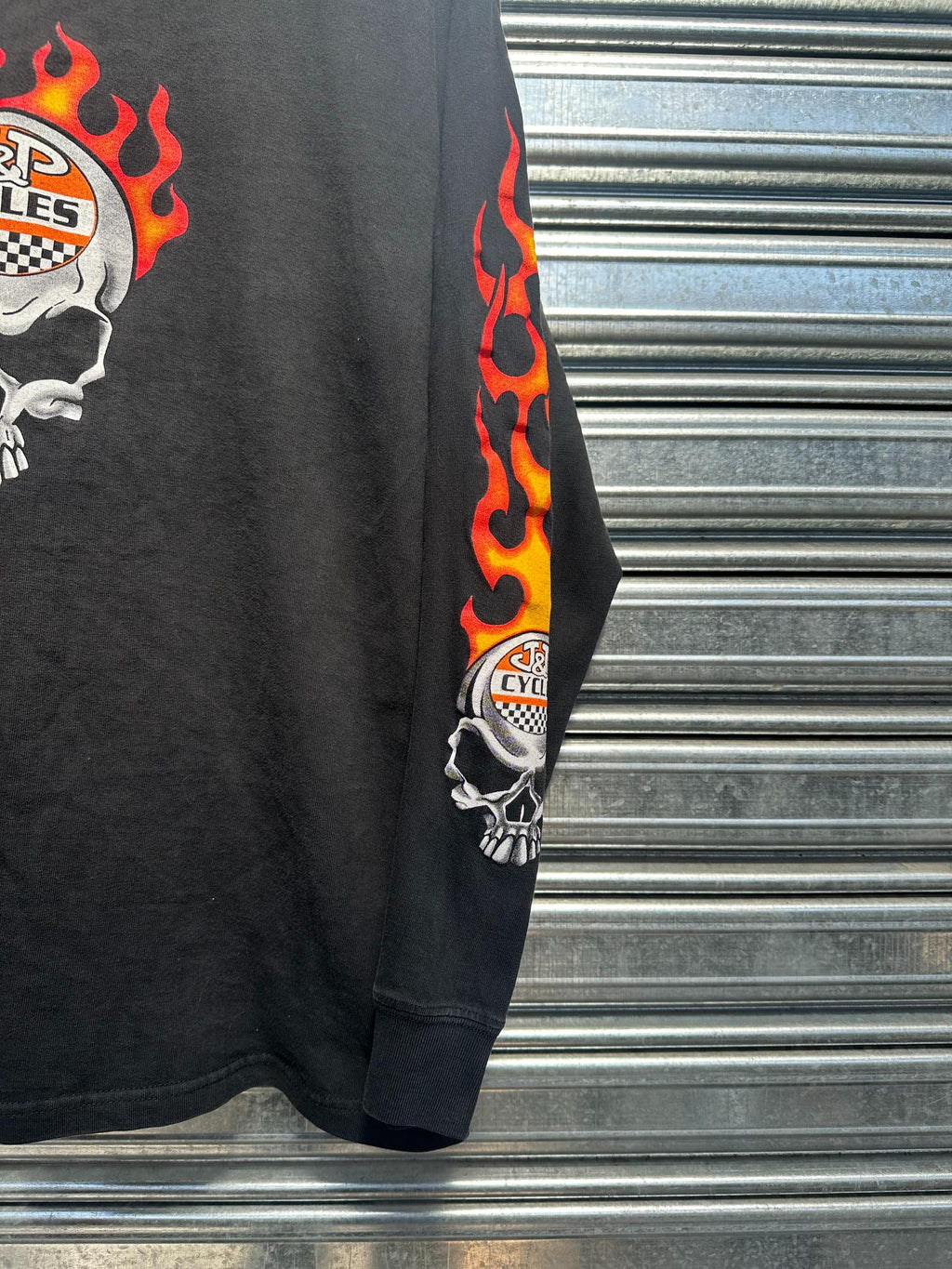 (L) Reme Y2K Lightning Clothing Manga Larga "JyP Cycles x Fire Skull"