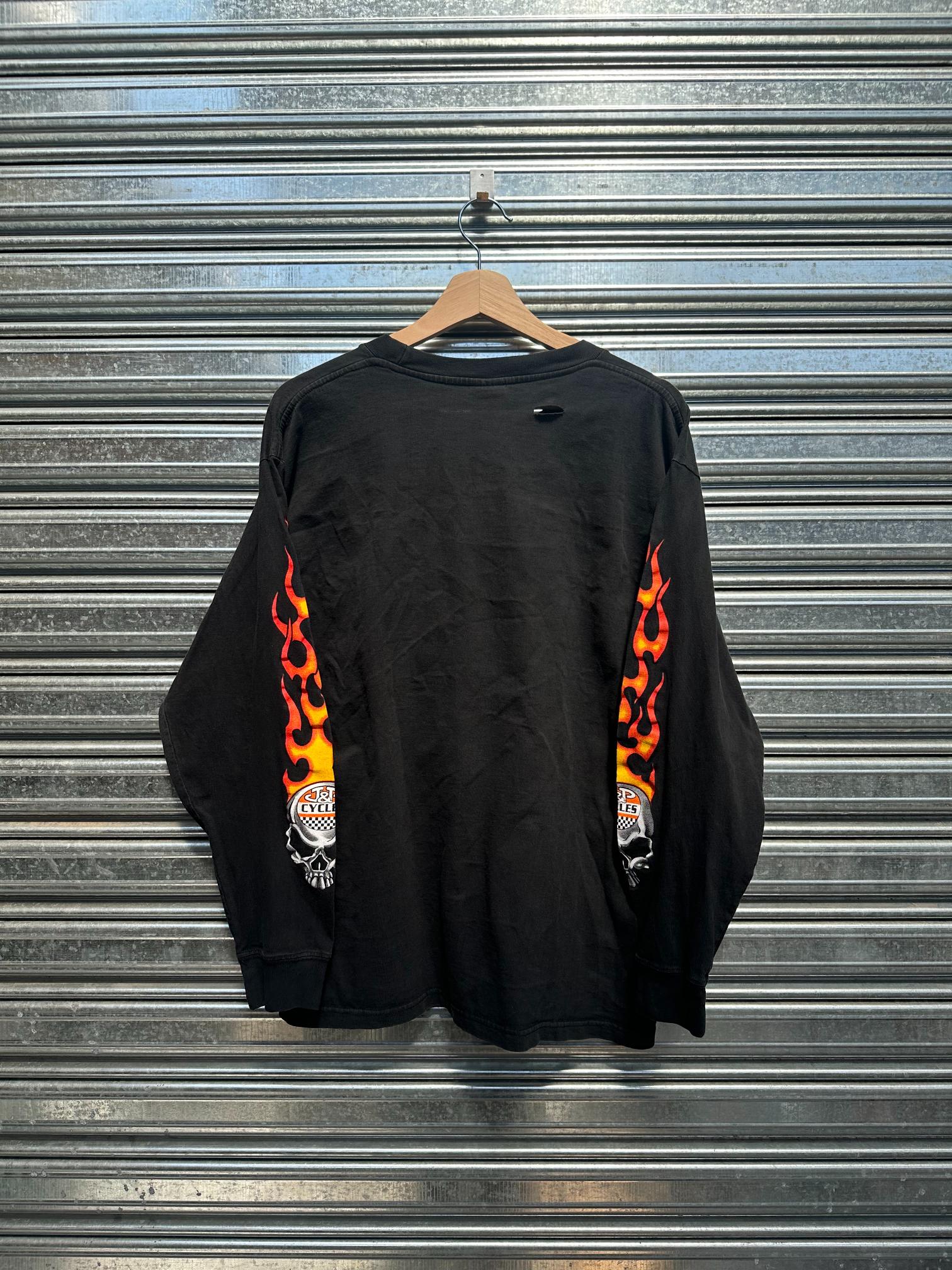 (L) Reme Y2K Lightning Clothing Manga Larga "JyP Cycles x Fire Skull"