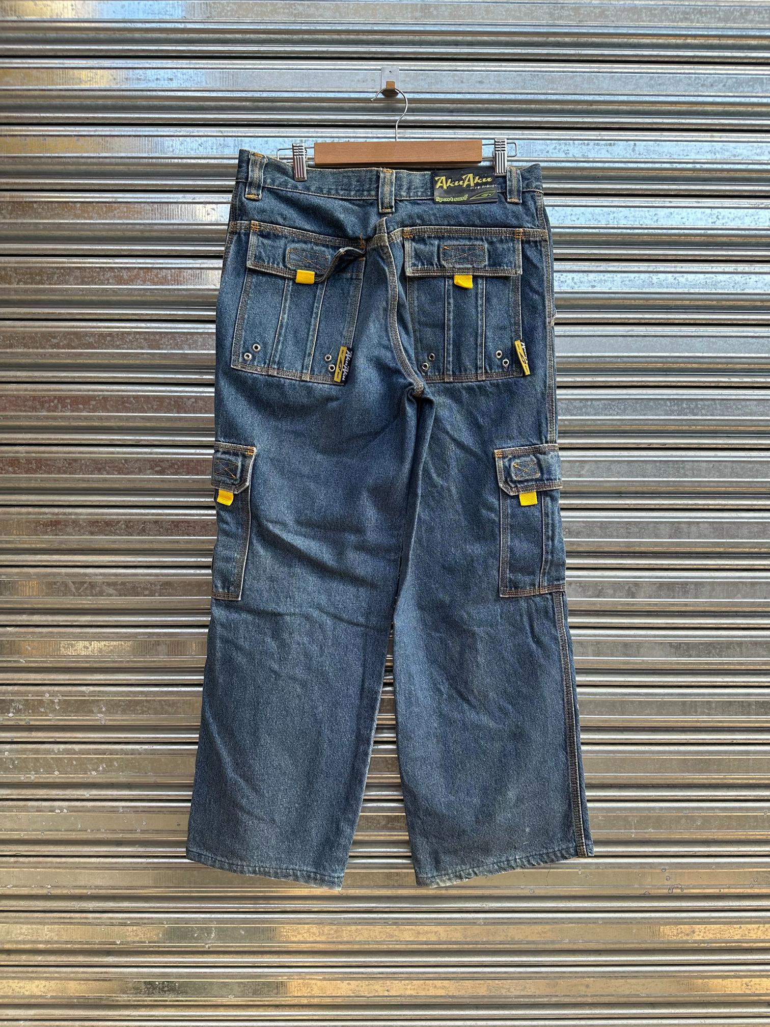 (32) Jean Y2K Aku Aku x Surf Baggy Cargo "Denim Blue x Yellow / Subway Surfers"