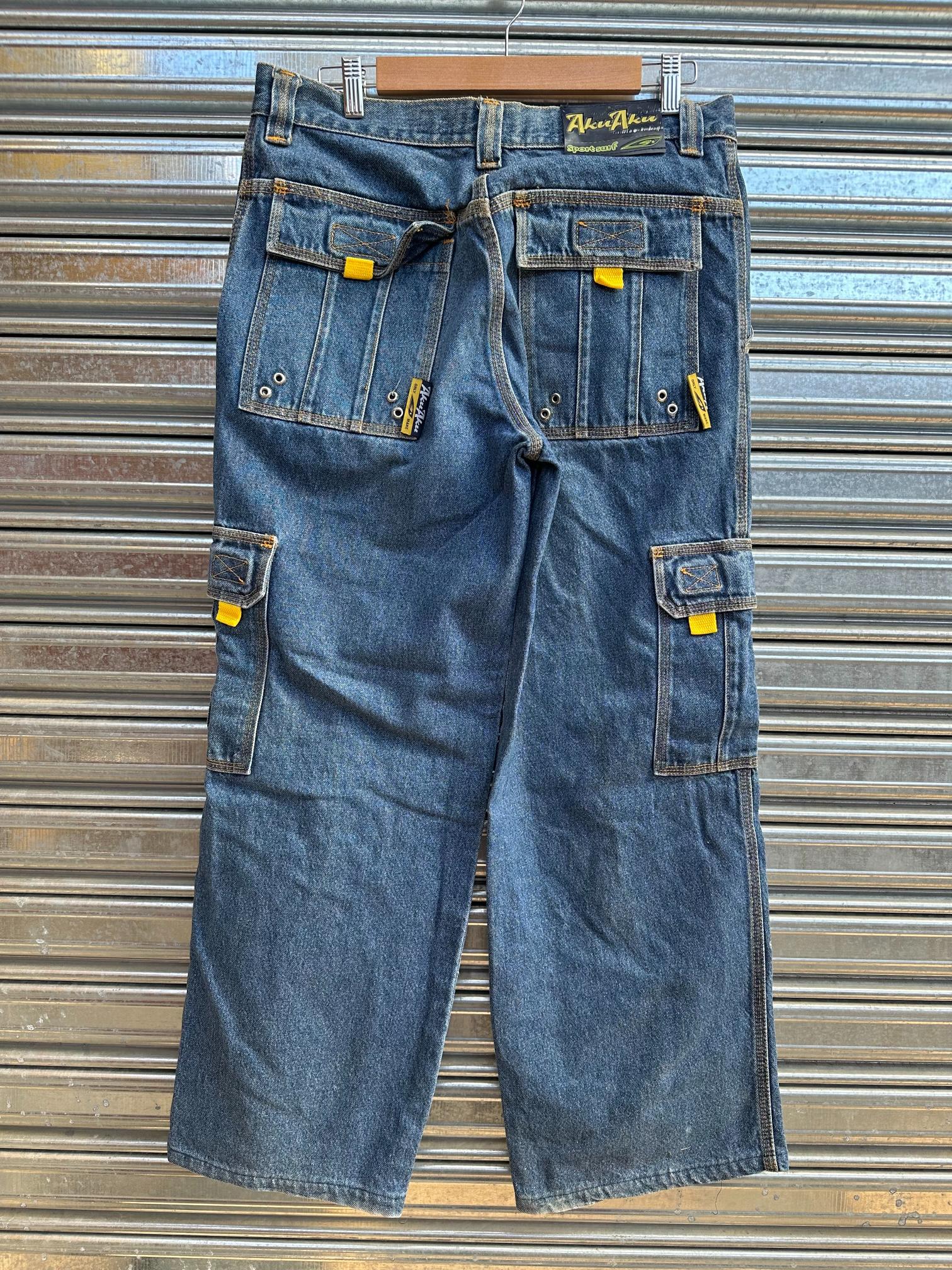 (32) Jean Y2K Aku Aku x Surf Baggy Cargo "Denim Blue x Yellow / Subway Surfers"