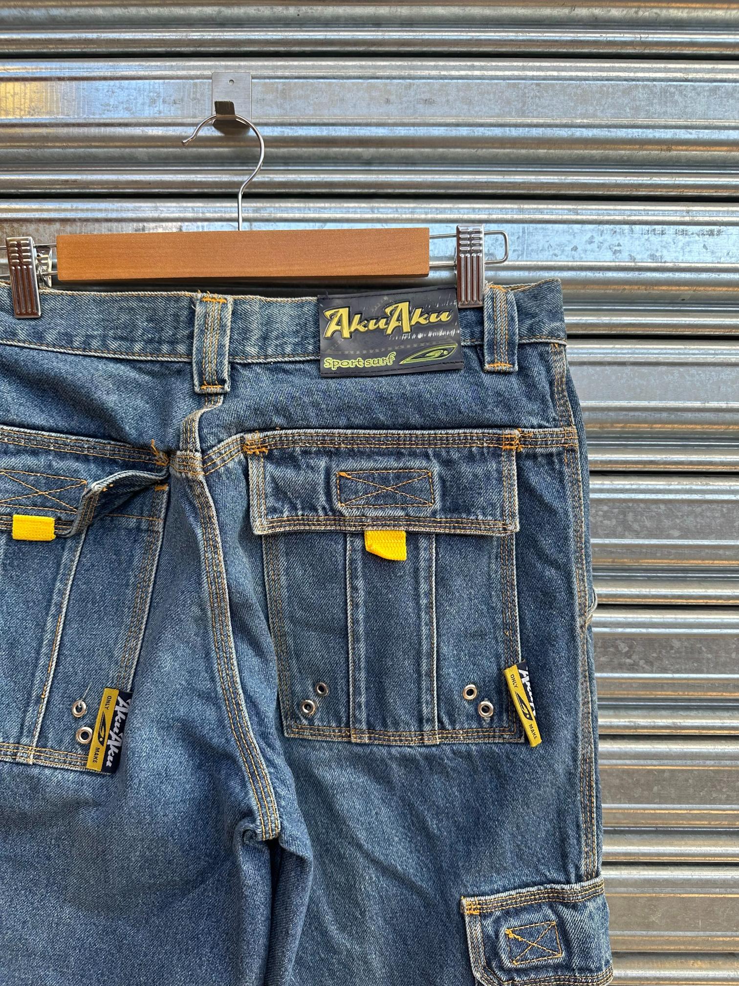(32) Jean Y2K Aku Aku x Surf Baggy Cargo "Denim Blue x Yellow / Subway Surfers"