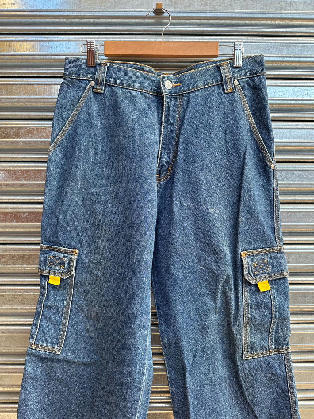 (32) Jean Y2K Aku Aku x Surf Baggy Cargo "Denim Blue x Yellow / Subway Surfers"