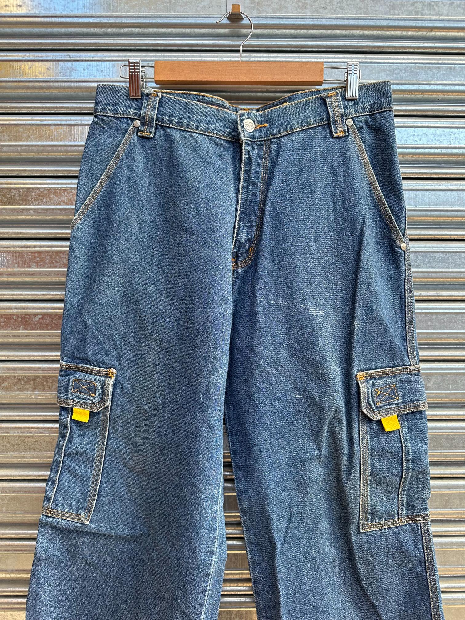 (32) Jean Y2K Aku Aku x Surf Baggy Cargo "Denim Blue x Yellow / Subway Surfers"