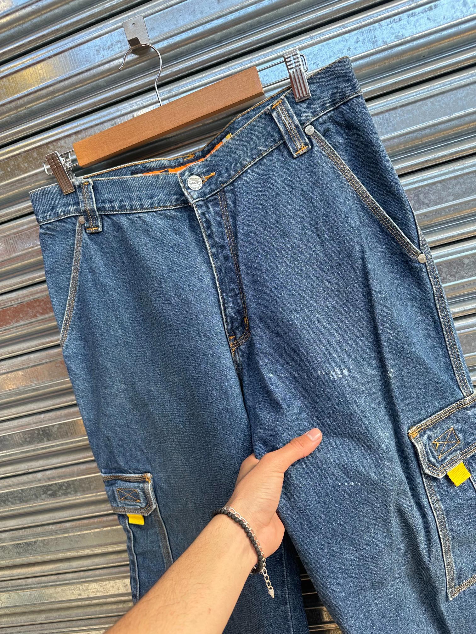 (32) Jean Y2K Aku Aku x Surf Baggy Cargo "Denim Blue x Yellow / Subway Surfers"