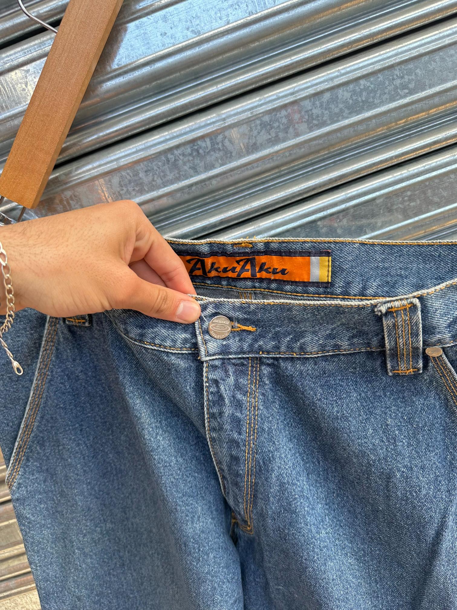 (32) Jean Y2K Aku Aku x Surf Baggy Cargo "Denim Blue x Yellow / Subway Surfers"