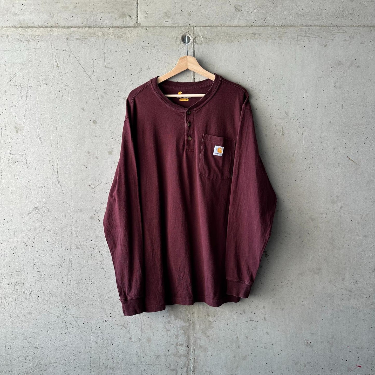 (L) Reme Carhartt Pocket Manga Larga Con Botones "Burgundy"