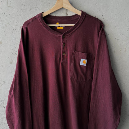 (L) Reme Carhartt Pocket Manga Larga Con Botones "Burgundy"