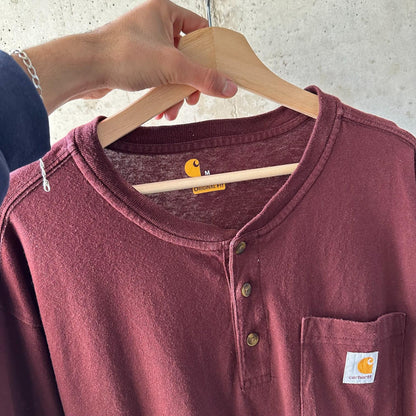 (L) Reme Carhartt Pocket Manga Larga Con Botones "Burgundy"