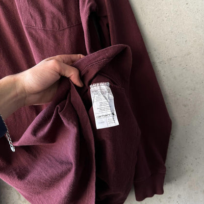 (L) Reme Carhartt Pocket Manga Larga Con Botones "Burgundy"