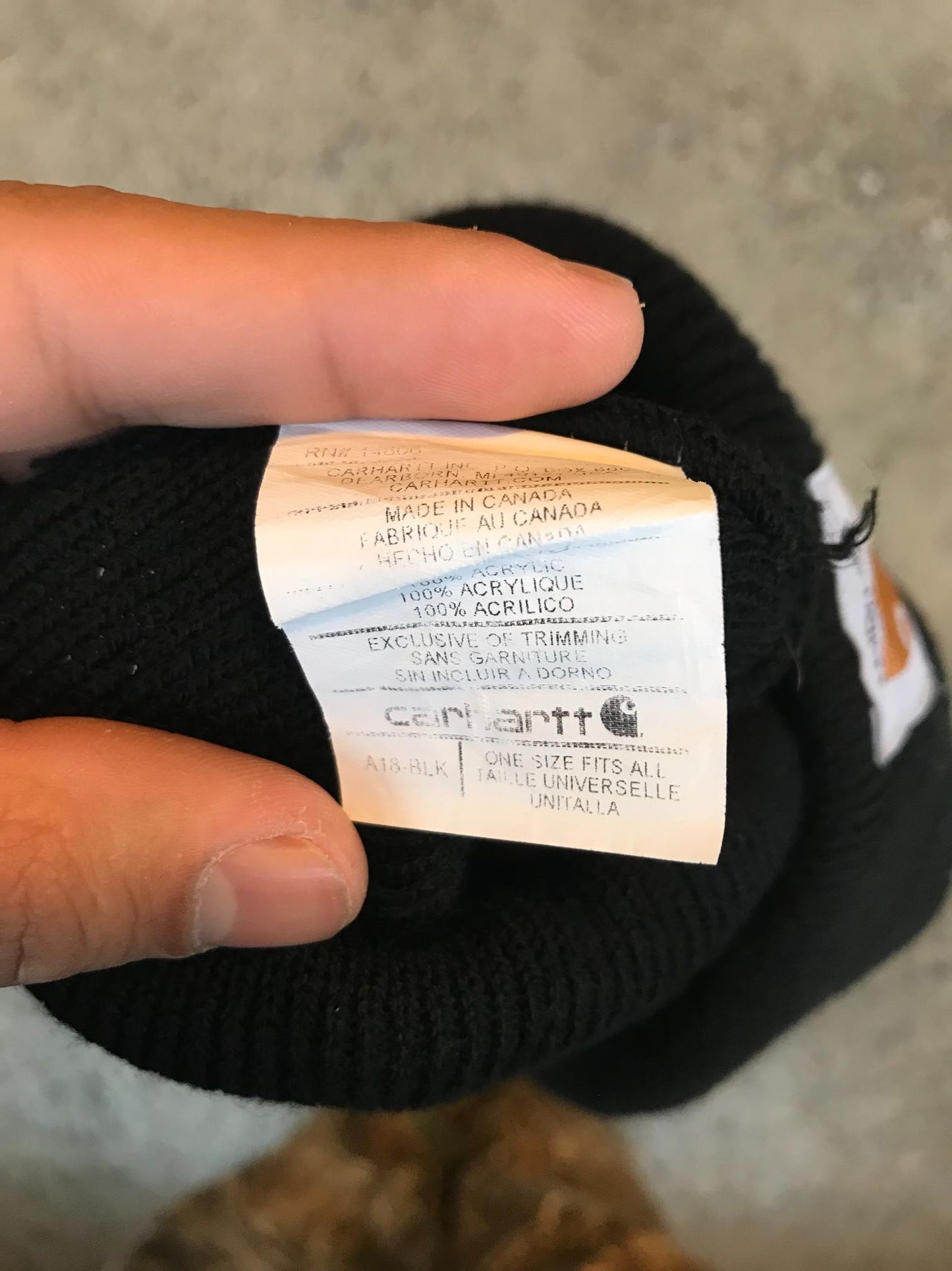 Gorro de Lana / Acrílico Carhartt "Negro"