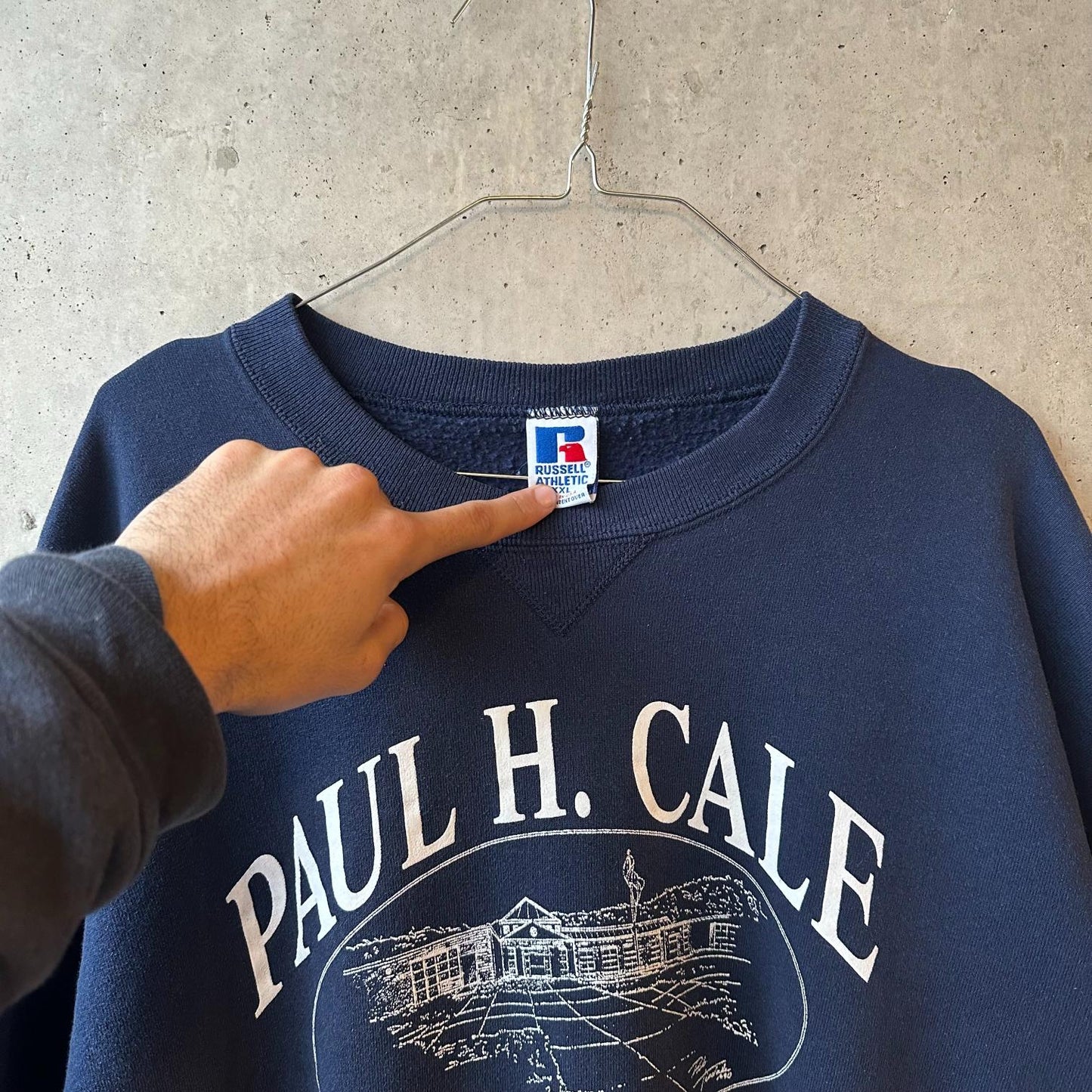 (XXL) Buzo Vintage Rusell Athletic Navy Blue "Paul H. Cale"