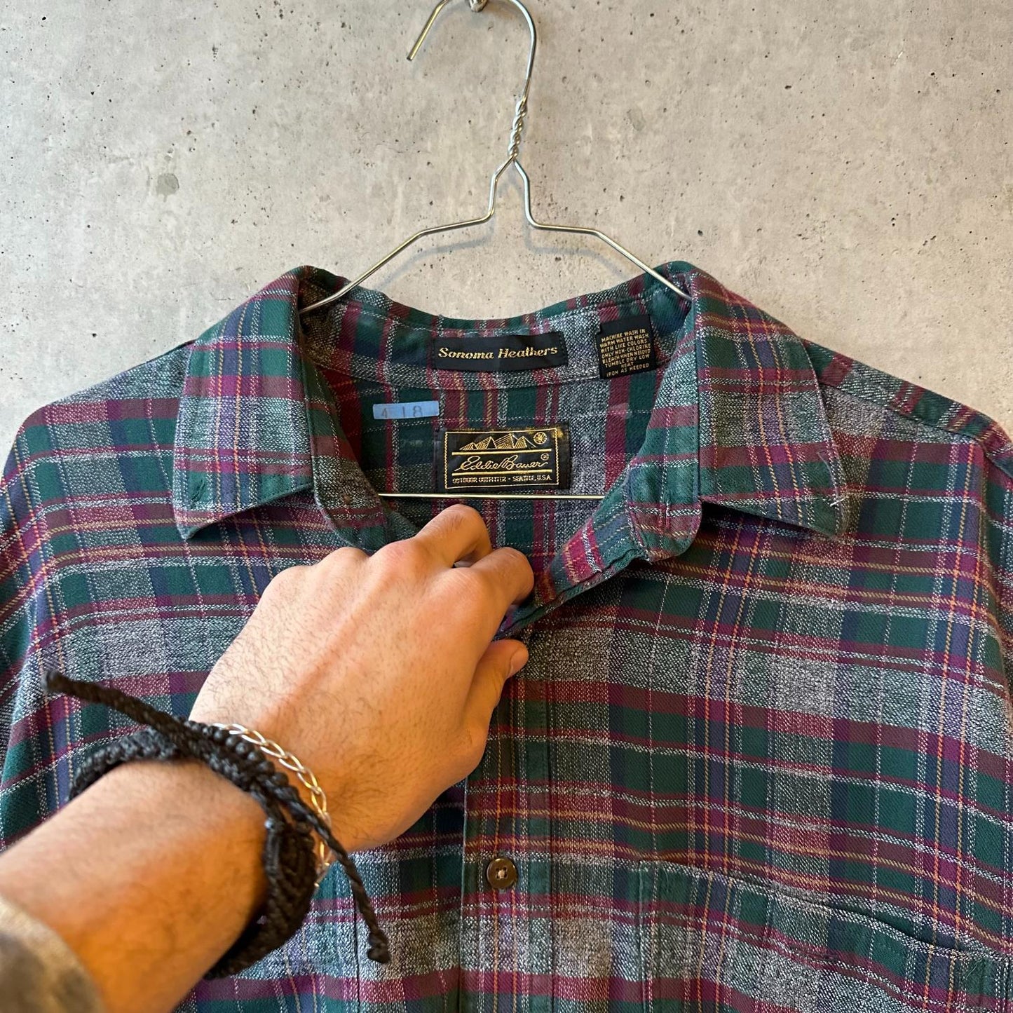 (M) Camisa de Franela Eddie Bauer "Violet & Green"