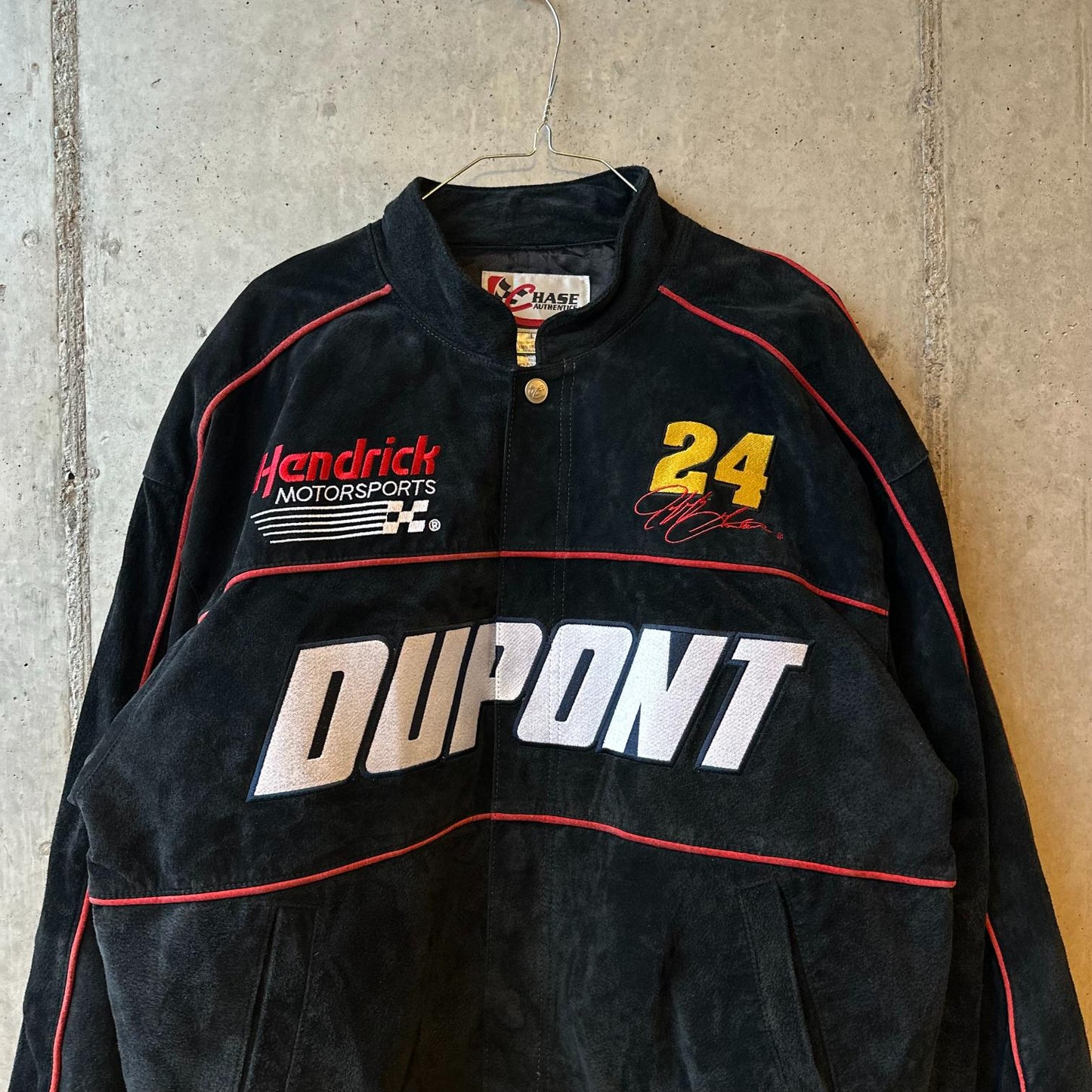 (L) Campera de Racing Nascar Chase Authentics de Cuero Agamuzado