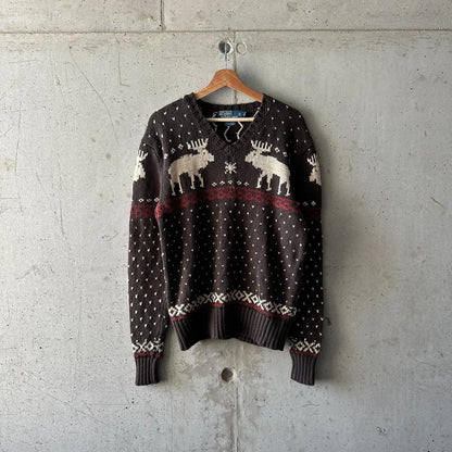 (L) Vintage Sweater Polo Ralph Lauren "Christmas Brown"