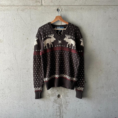 (L) Vintage Sweater Polo Ralph Lauren "Christmas Brown"