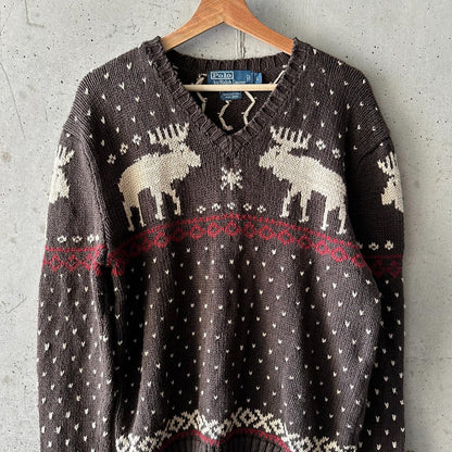 (L) Vintage Sweater Polo Ralph Lauren "Christmas Brown"