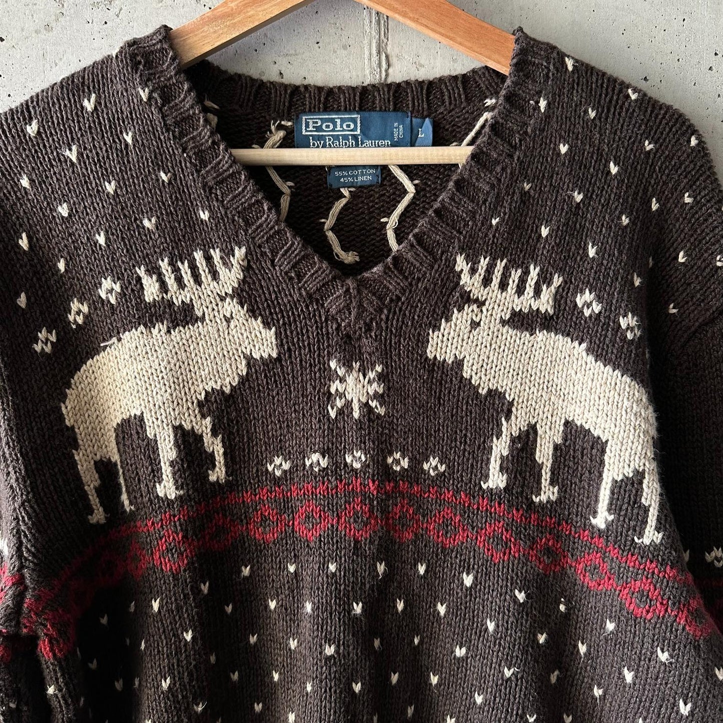 (L) Vintage Sweater Polo Ralph Lauren "Christmas Brown"