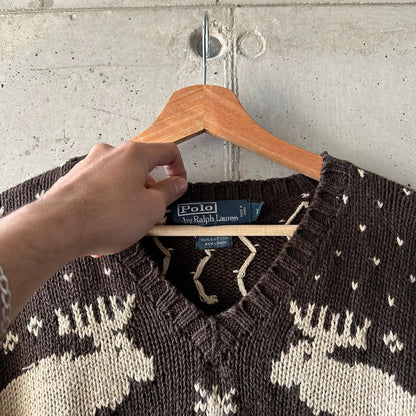 (L) Vintage Sweater Polo Ralph Lauren "Christmas Brown"