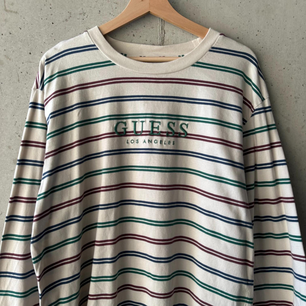 (L) Remera Vintage Guess LA "Green, Blue and Red Over Bone"