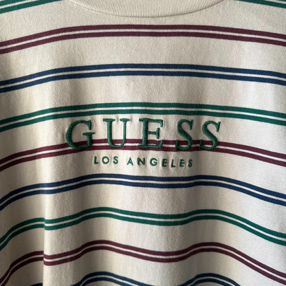 (L) Remera Vintage Guess LA "Green, Blue and Red Over Bone"