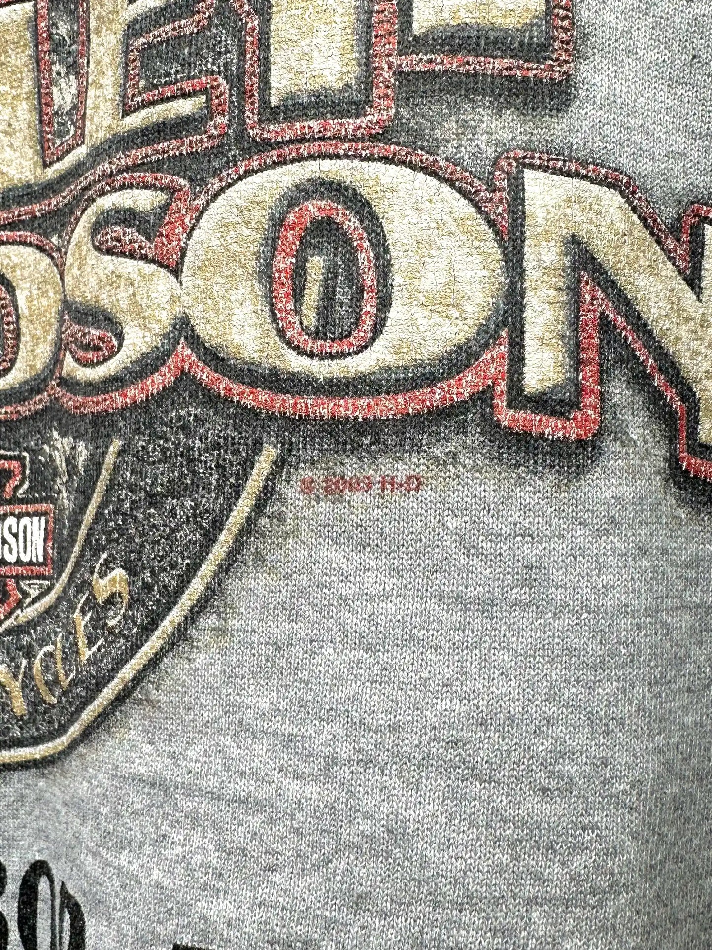 (XL/L) Buzo Vintage Harley Davidson 00's "Superior Performance Craftsmanship / Gris & Celeste "