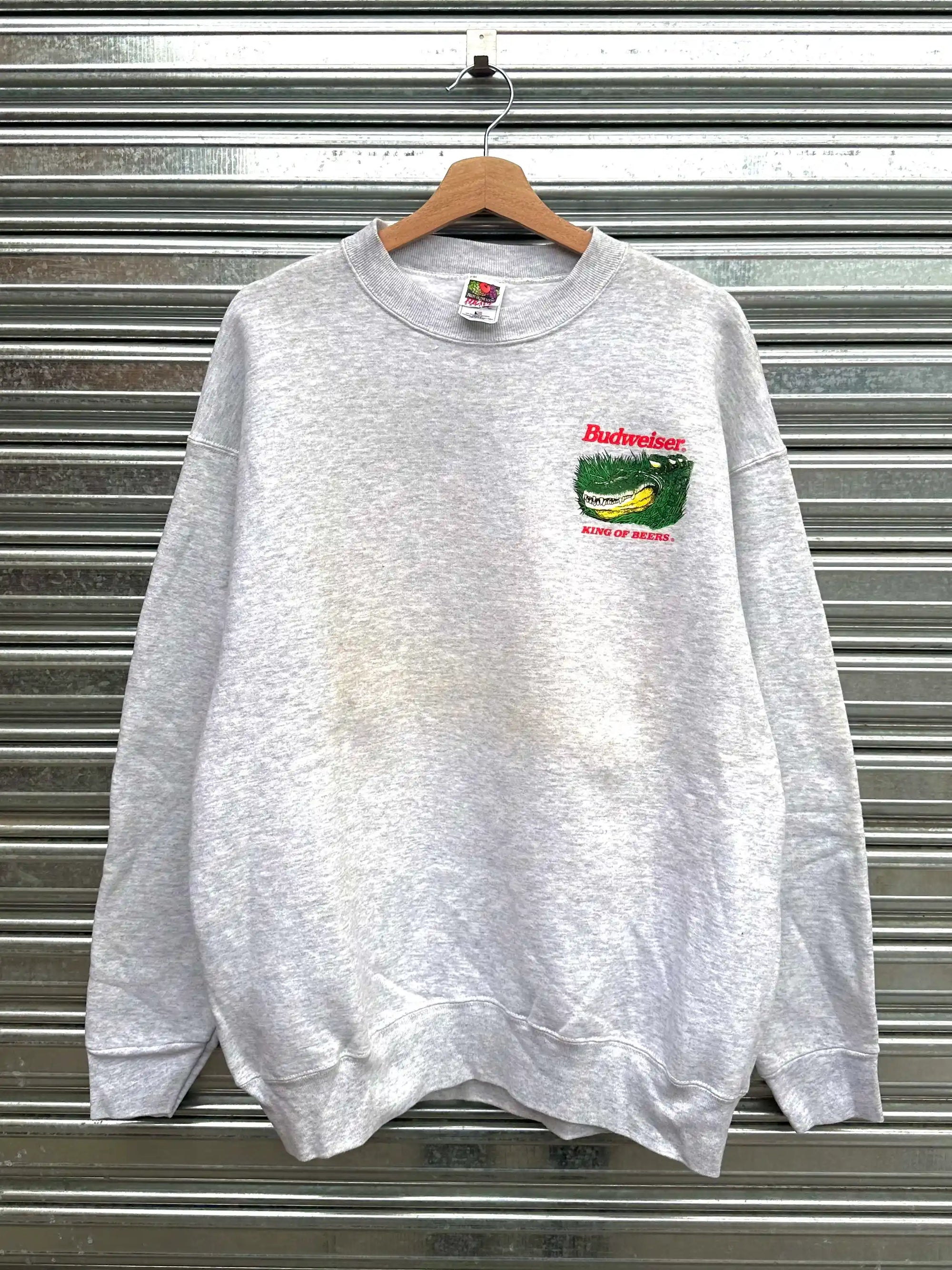 (XL) Buzo Budweiser Vintage/ Gris Claro "Thais Buds For You"
