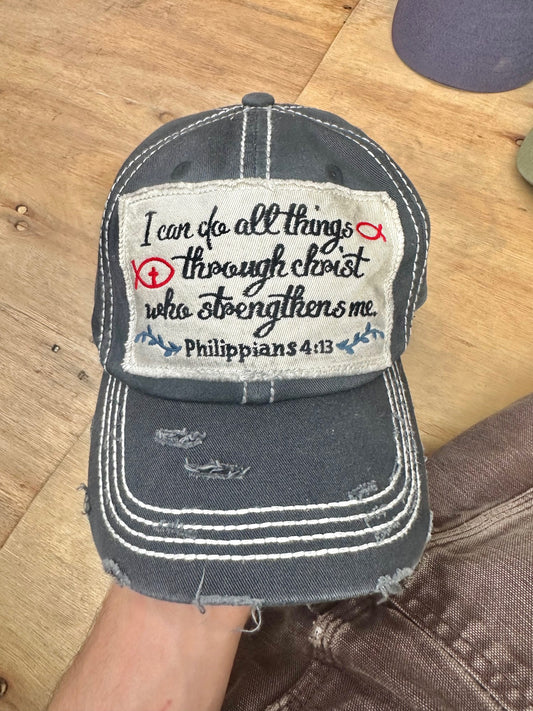 (U) Gorro Vintage Christ "Philippians 4:13"