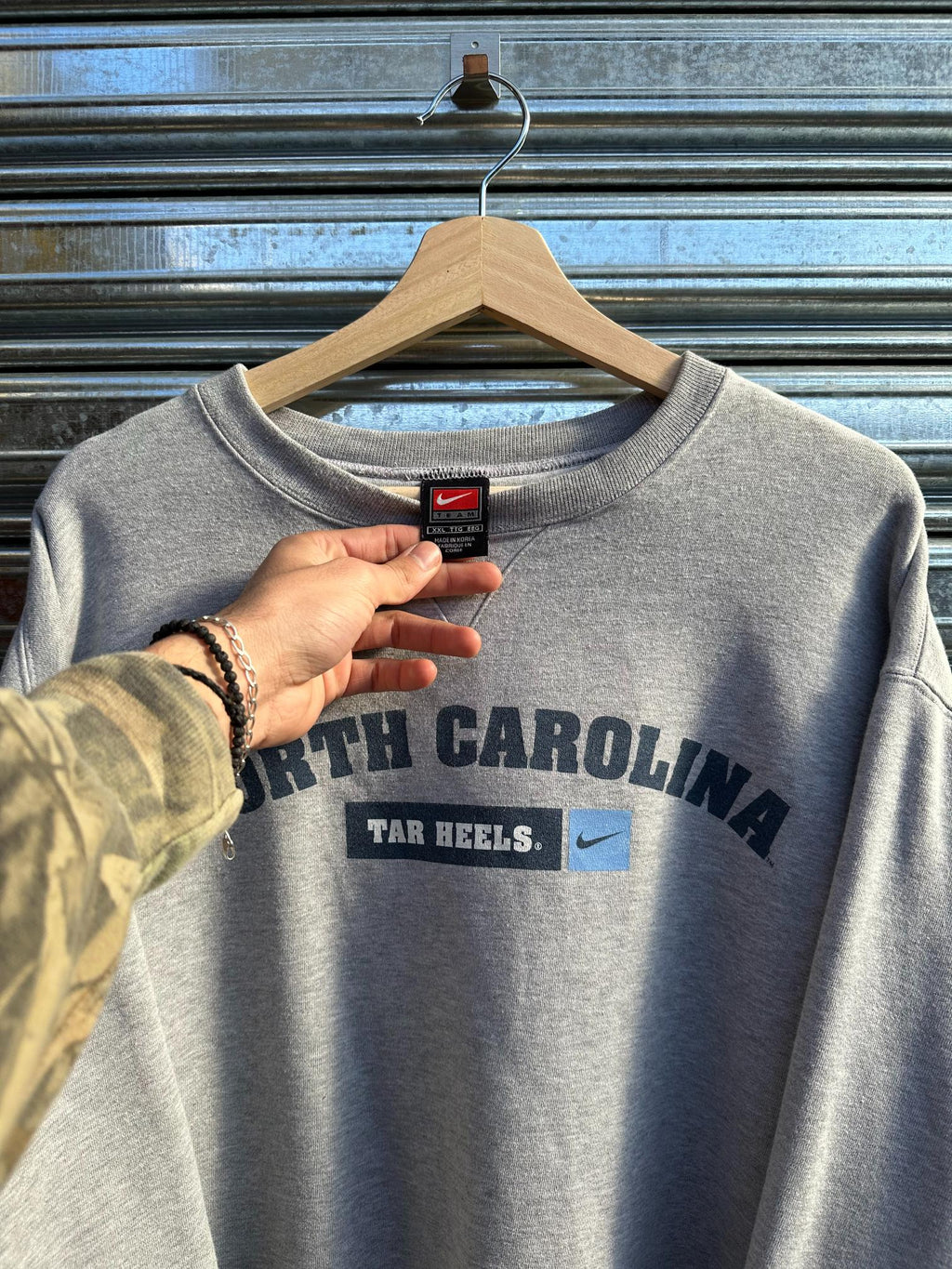 (XXL) Buzo Vintage Nike Team Años 90s 'North Carolina Tar Heels' Blue Over Gray