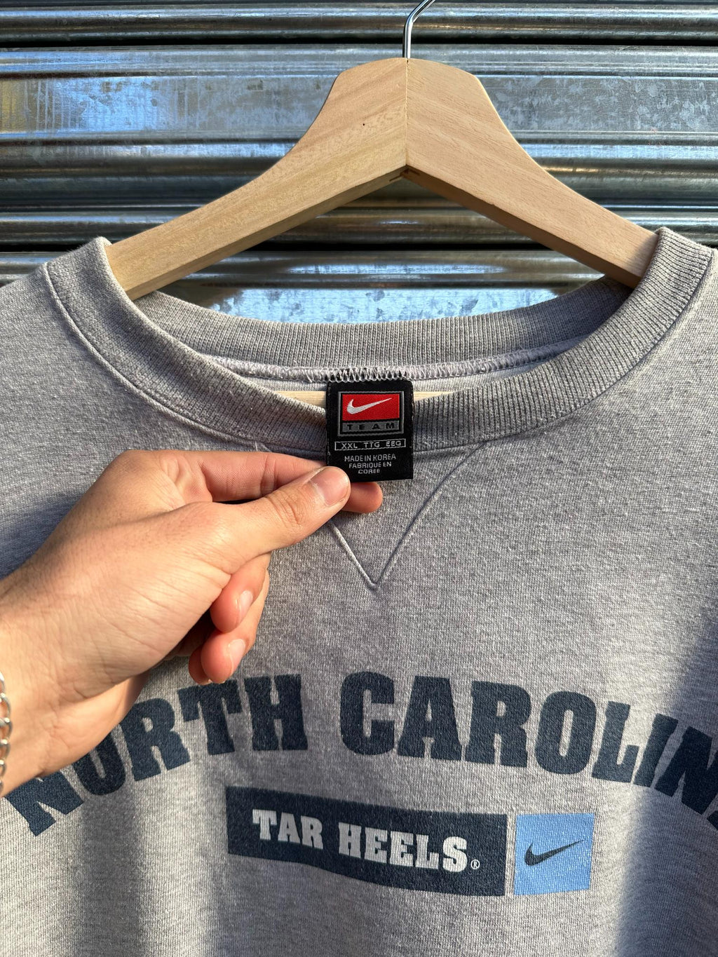 (XXL) Buzo Vintage Nike Team Años 90s 'North Carolina Tar Heels' Blue Over Gray