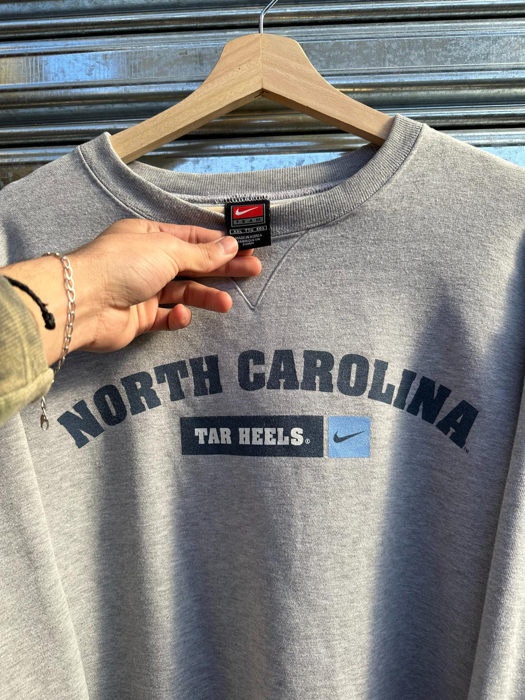 (XXL) Buzo Vintage Nike Team Años 90s 'North Carolina Tar Heels' Blue Over Gray