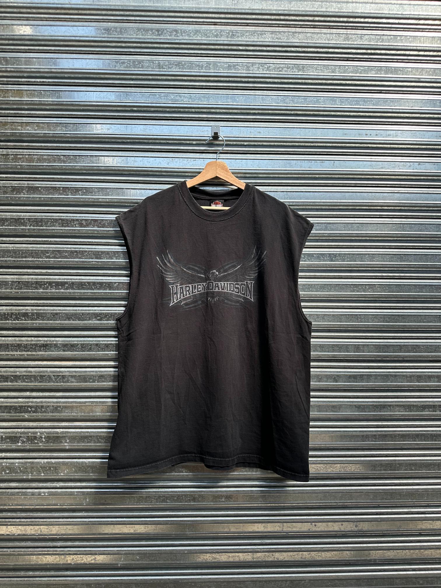(XXL) Remera Musculosa Harley Davison " Aguila Gris y Azul / Palm bay, Florida