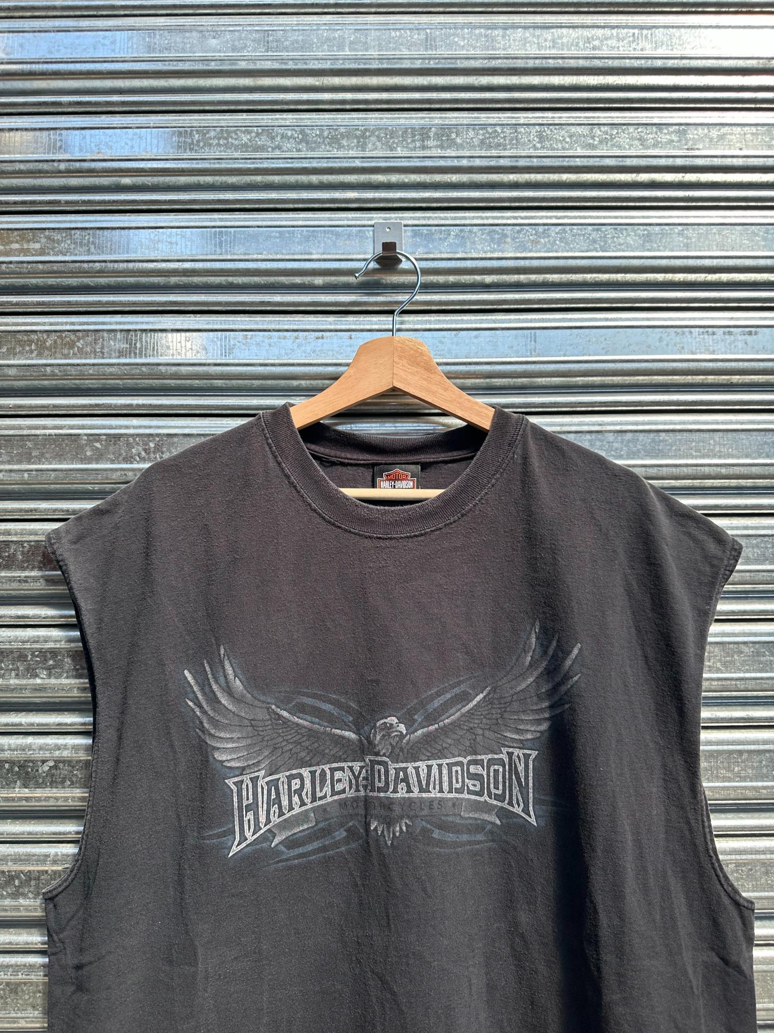 (XXL) Remera Musculosa Harley Davison " Aguila Gris y Azul / Palm bay, Florida
