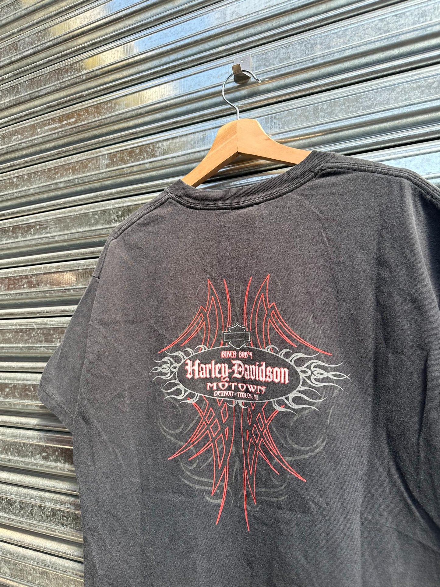 (L/XL) Reme Harley Davidson Pocket Tee x "Motown Detroit Red Tribal"