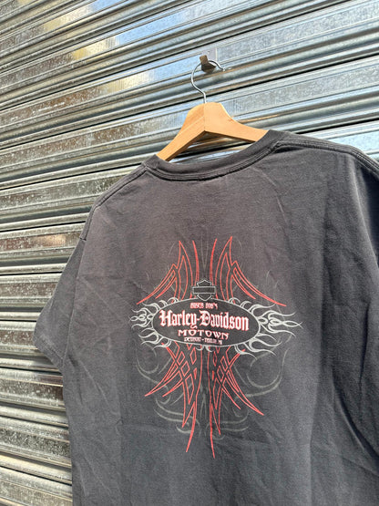 (L/XL) Reme Harley Davidson Pocket Tee x "Motown Detroit Red Tribal"