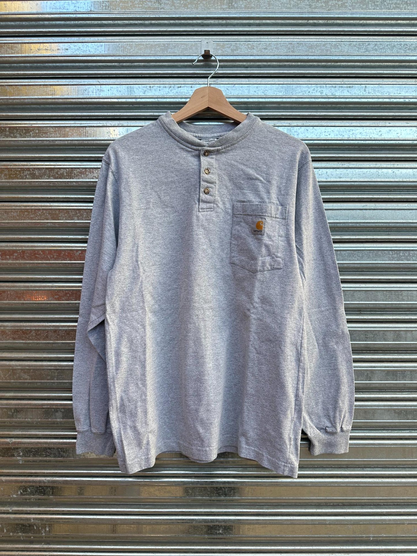 (S/M) Reme Carhartt Vintage Manga Larga "Gris" Botones