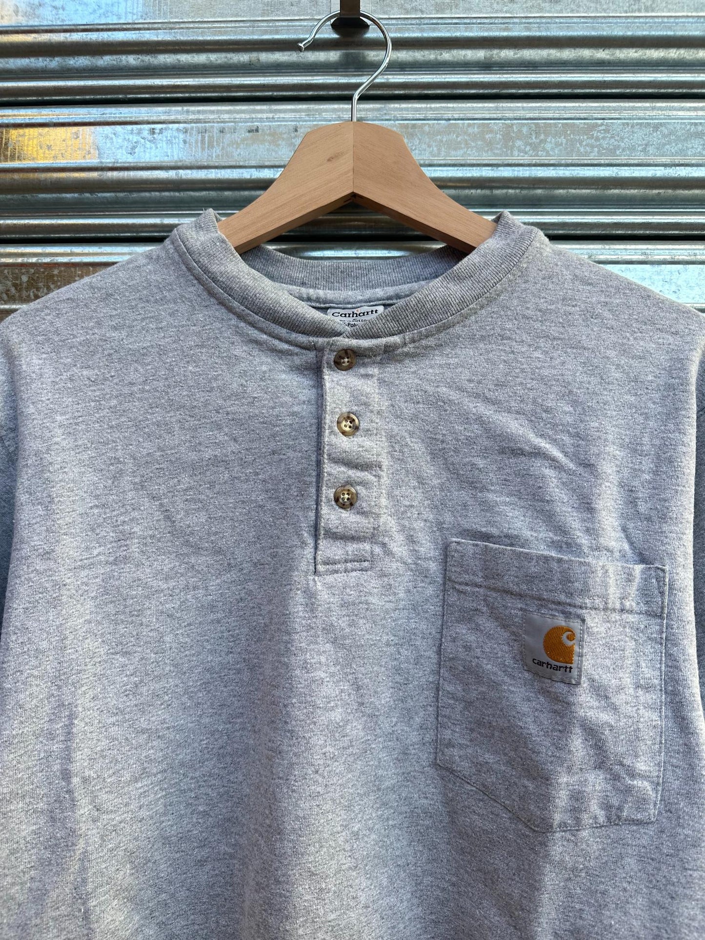 (S/M) Reme Carhartt Vintage Manga Larga "Gris" Botones