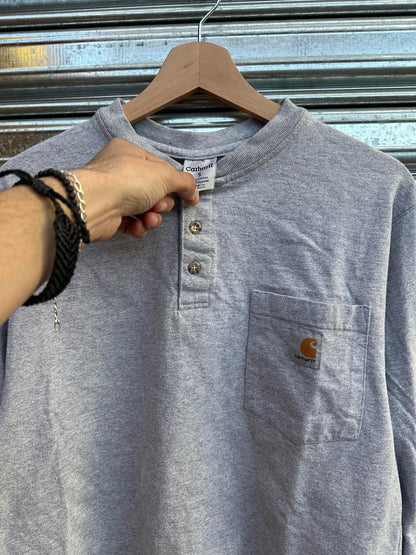 (S/M) Reme Carhartt Vintage Manga Larga "Gris" Botones