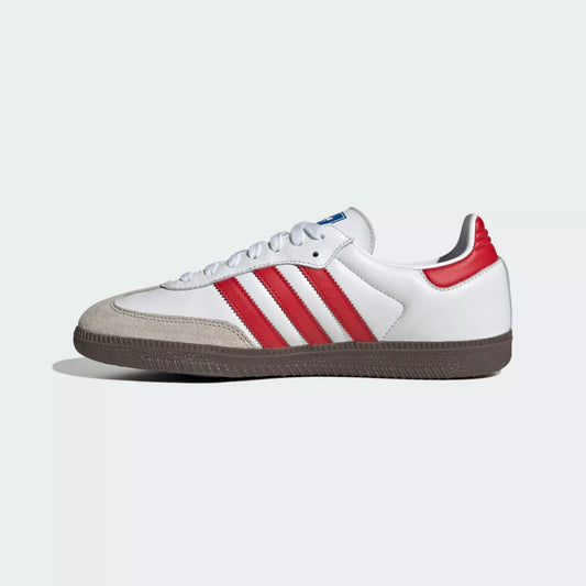 Adidas Samba OG Cloud White and Better Scarlett